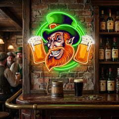 Patrick's Day Cool Goblin Smile and Beer Led Neon Acrylic Artwork