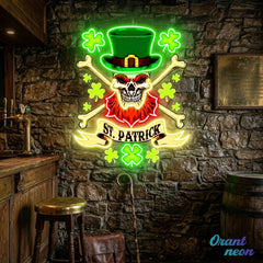 Patrick's Day Cool Skull with Hat Led Neon Acrylic Artwork