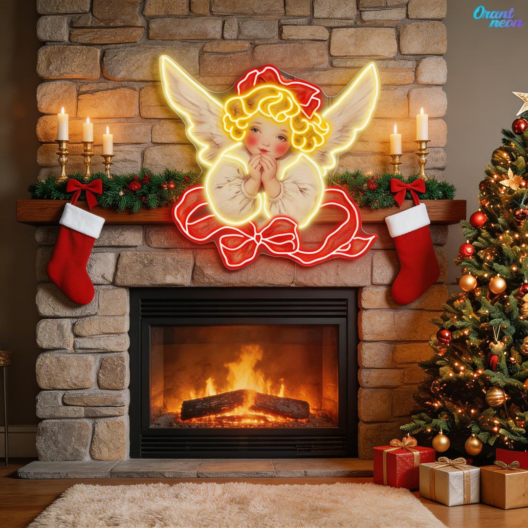 Angelic Blessings for a Peaceful Christmas Neon Light Artwork