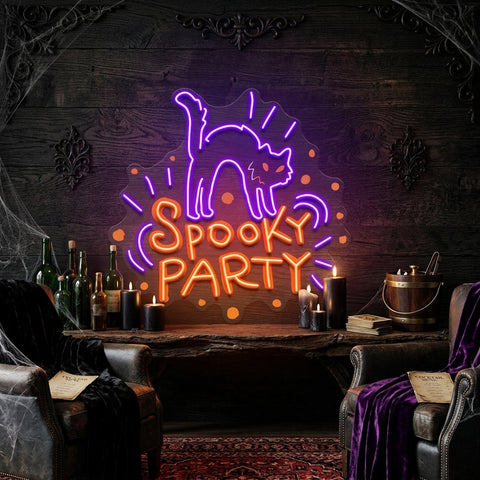 Halloween Theme SPOOKY PARTY LED Neon Sign Light Pop Art
