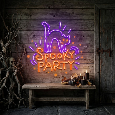 Halloween Theme SPOOKY PARTY LED Neon Sign Light Pop Art