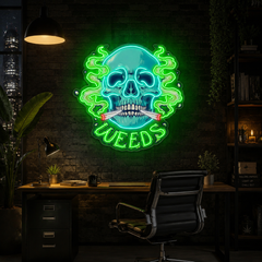 Skull & Smoke: A Blazing Vision Neon Sign Light Artwork