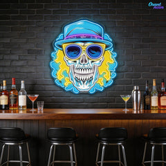 Death's Vacation: Skulls in Paradise Neon Sign Light Artwork
