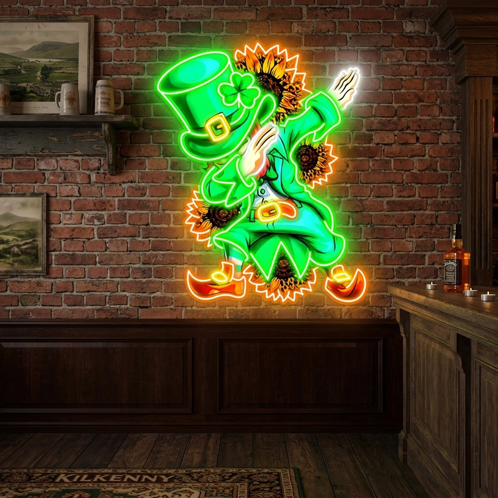 Patrick's Day Goblin A Dap with Sunflowers Led Neon Acrylic Artwork