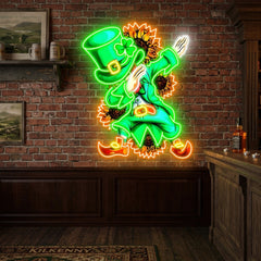 Patrick's Day Goblin A Dap with Sunflowers Led Neon Acrylic Artwork