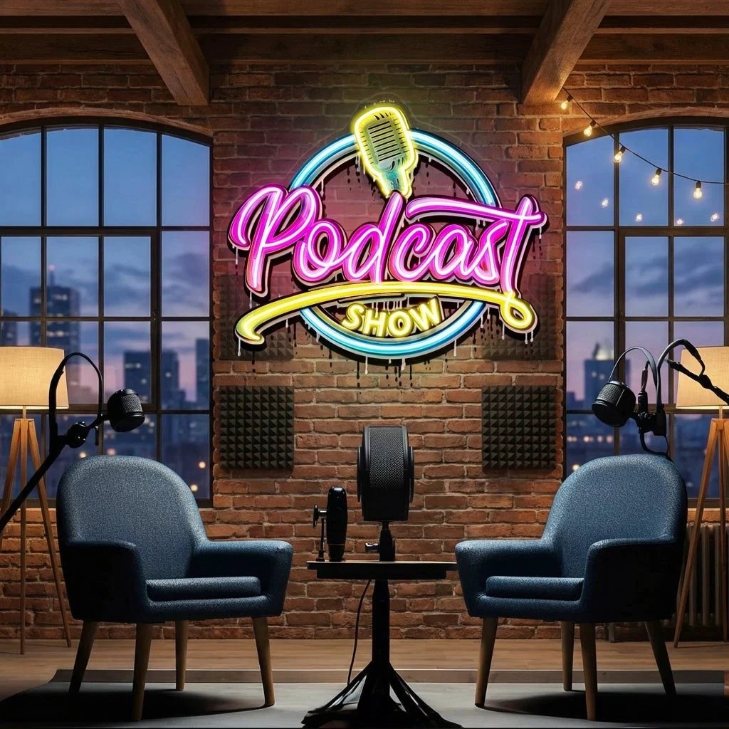 LED Neon Sign for Podcast Show - Custom Artwork Design