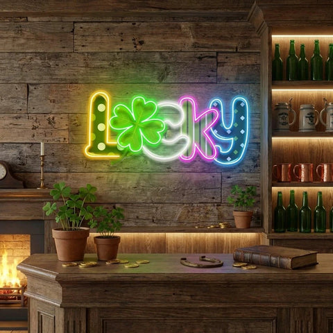 Lucky 2 St Patrick's Day Artwork Led Neon Sign Light