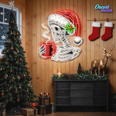 Skull & Sip: Christmas Chill Neon Sign Light Artwork