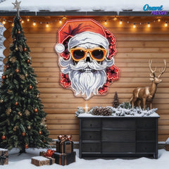 Sleighin' It: A Cool Christmas Skull Neon Sign Light Artwork