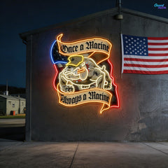 Veteran & Pug: Loyalty in Light Neon Sign Light Artwork