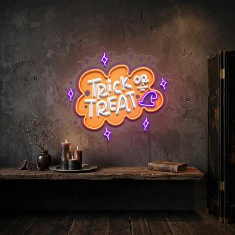 Trick Or Treat Halloween Theme LED Neon Sign Light Pop Art