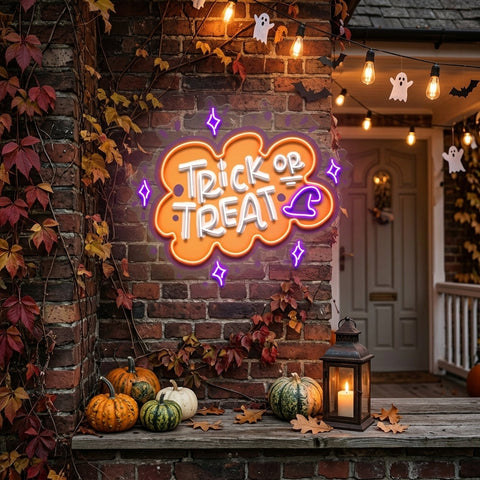 Trick Or Treat Halloween Theme LED Neon Sign Light Pop Art
