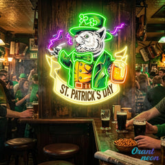Patrick's Day Mouse Holding Beer And Cigarette Led Neon Acrylic Artwork