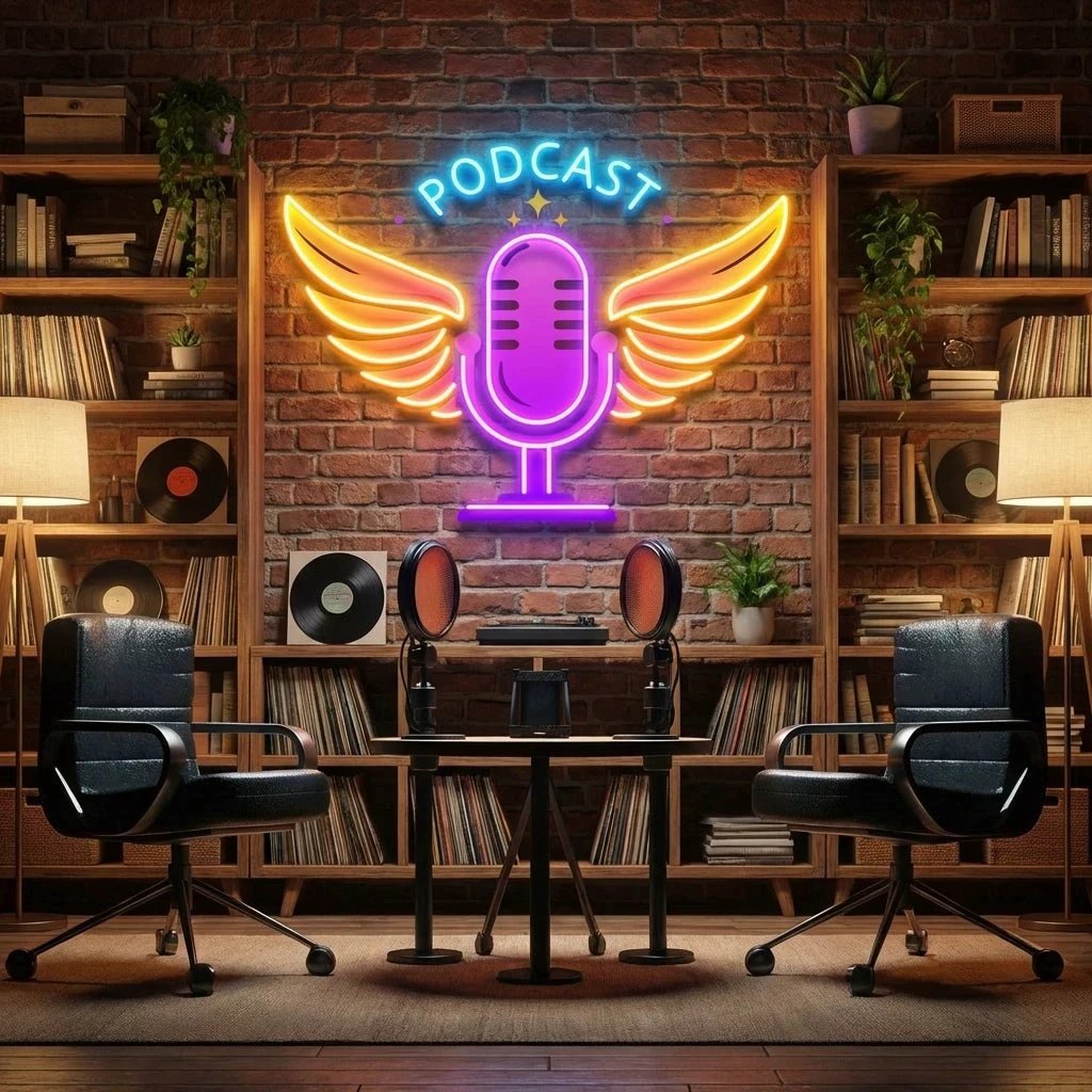 Custom Name Podcast LED Neon Light - Custom Artwork for Studio Decor