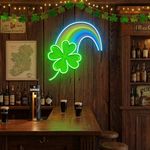 Four Leaf Clover Saint Patrick's Day Artwork Led Neon Sign Light