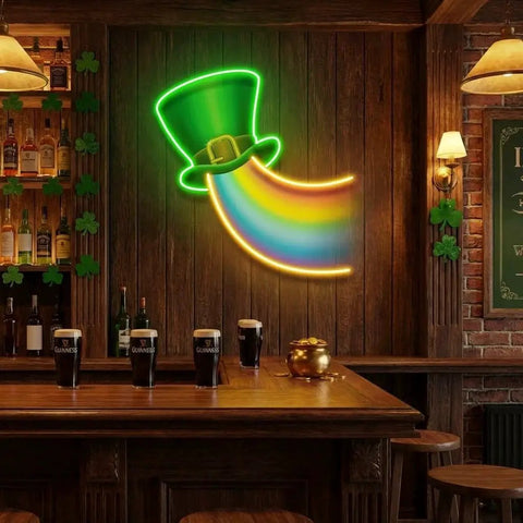 Rainbow Lucky St Patrick's Day Artwork Led Neon Sign Light