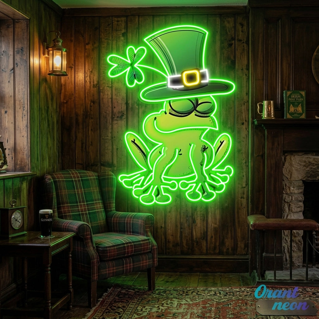 Patrick's Day Frog Wearing Hat and Sleeping Led Neon Acrylic Artwork