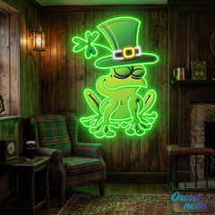 Patrick's Day Frog Wearing Hat and Sleeping Led Neon Acrylic Artwork