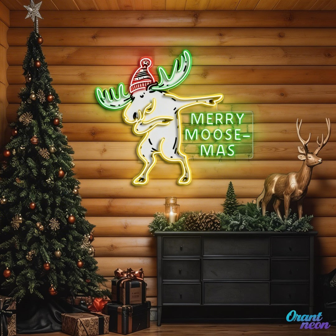 Christmas Spirit in Neon Lights: A Moose Collection Neon Sign Light Artwork