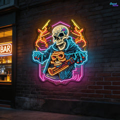 Skull Beats: Neon Vibes from the Grave Neon Sign Light Artwork