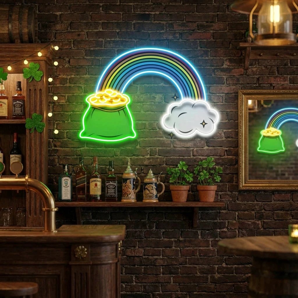 Gold And Cloud Saint Patrick's Day Artwork Led Neon Sign Light