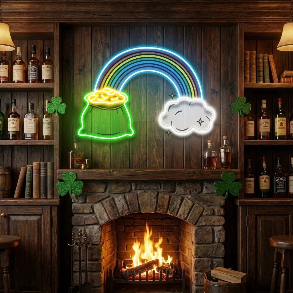 Gold And Cloud Saint Patrick's Day Artwork Led Neon Sign Light