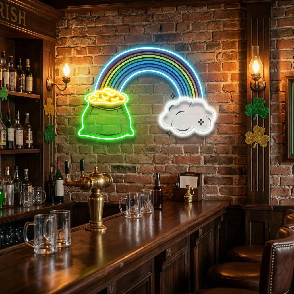 Gold And Cloud Saint Patrick's Day Artwork Led Neon Sign Light
