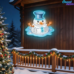Neon Snowman Magic: Winter's Warmest Light Neon Sign Light Artwork