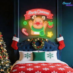 Shining Through the Snow: A Neon Reindeer Christmas Neon Sign Light Artwork