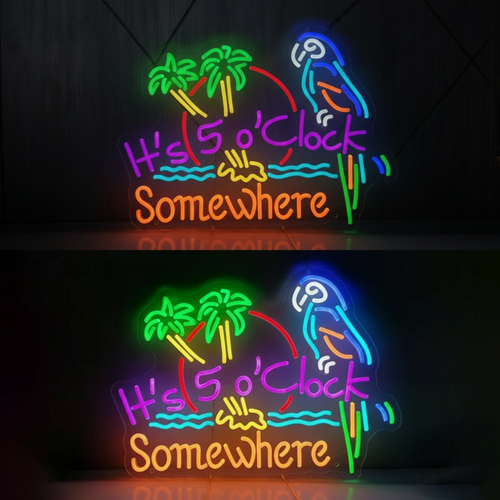 It's 5 O'clock Somewhere Neon Sign Colorful Neon Sign - VN03 - Customneonstudio