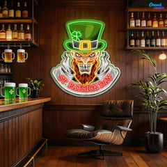 St. Patrick’s Neon Skull: Luck, Shamrocks, and Spirit Neon Sign Light Art Work