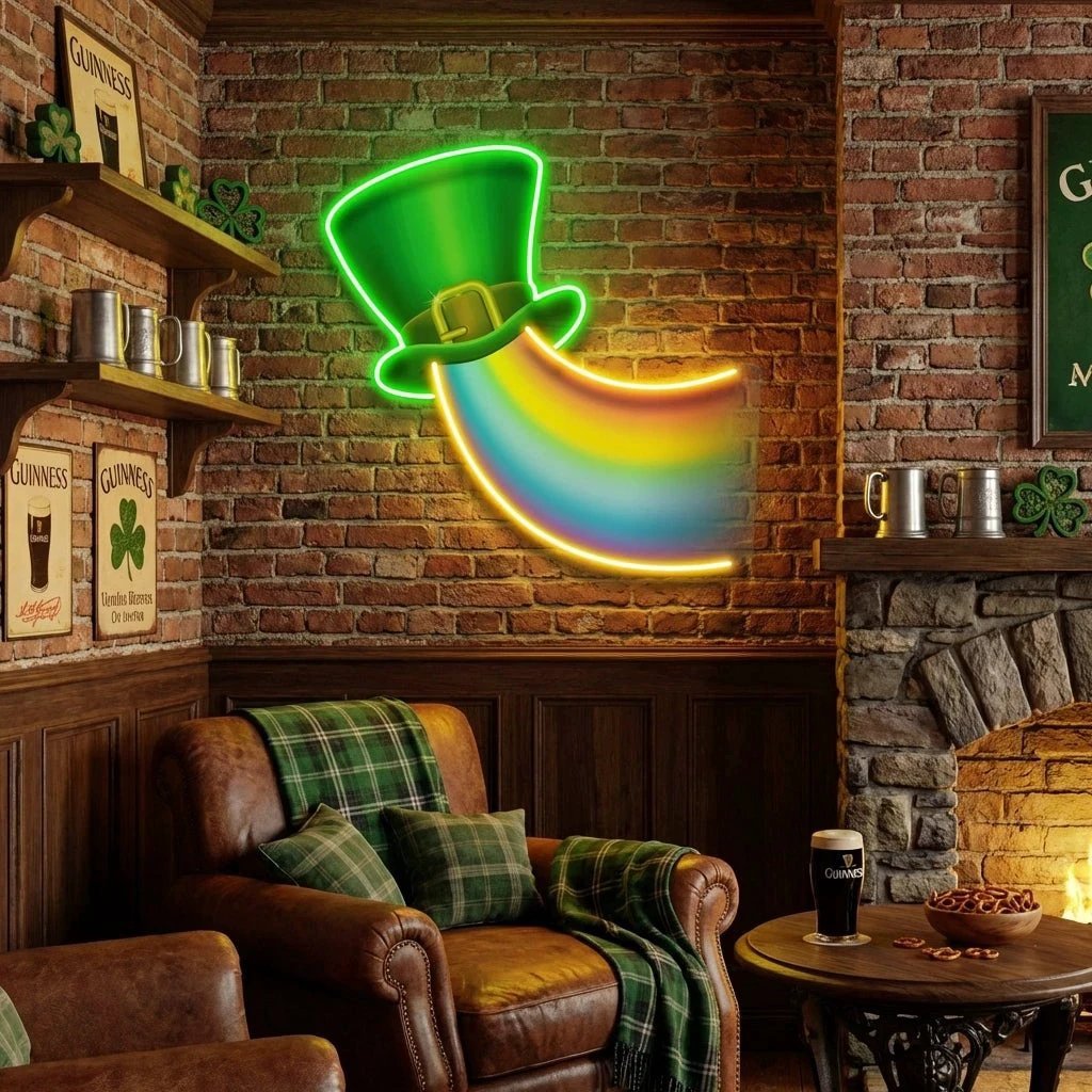 Rainbow Lucky St Patrick's Day Artwork Led Neon Sign Light