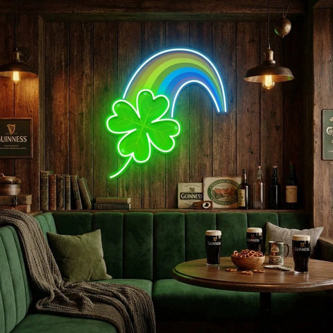 Four Leaf Clover Saint Patrick's Day Artwork Led Neon Sign Light