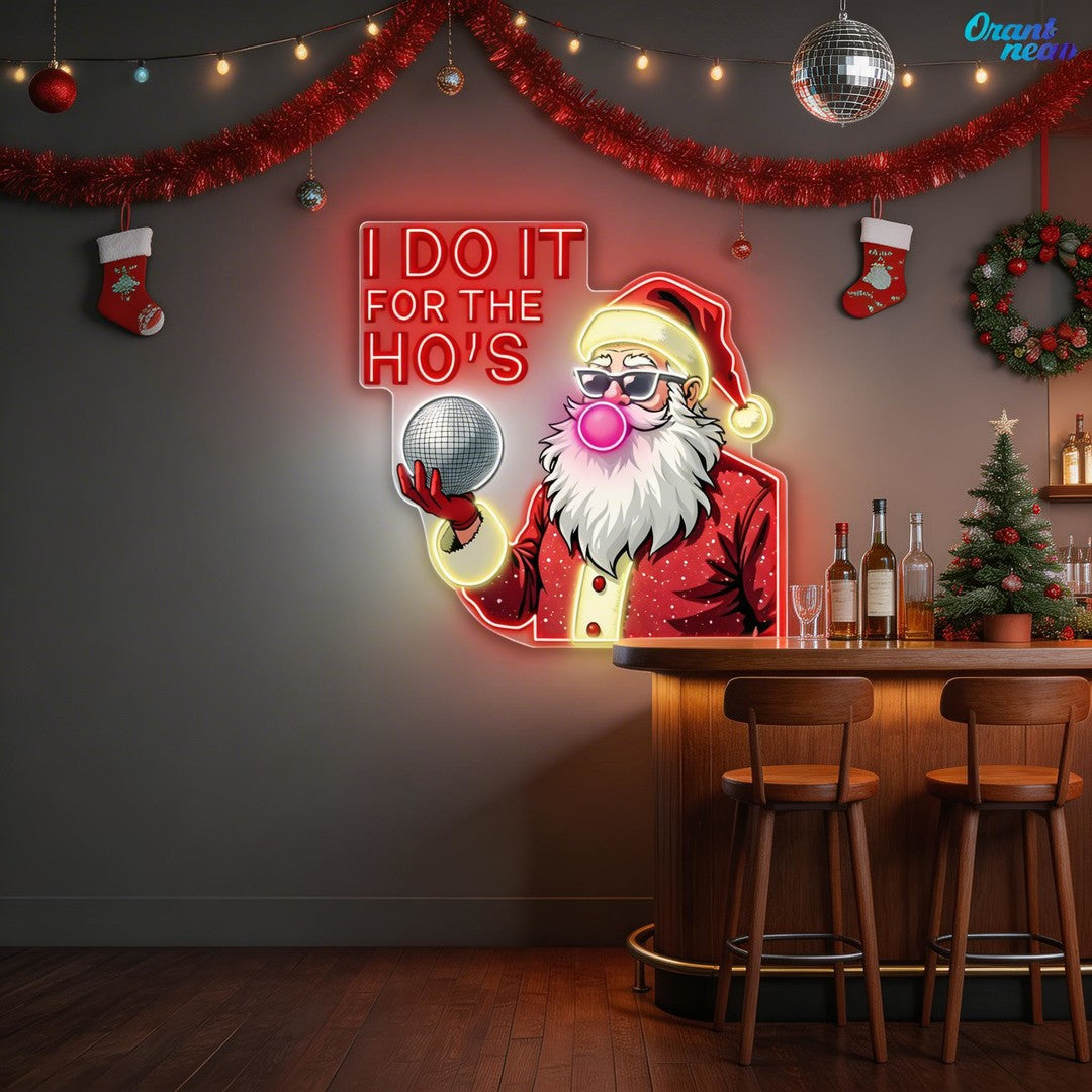 Santa Claus Chewing Gum Christmas Decoration Neon Sign Light Artwork