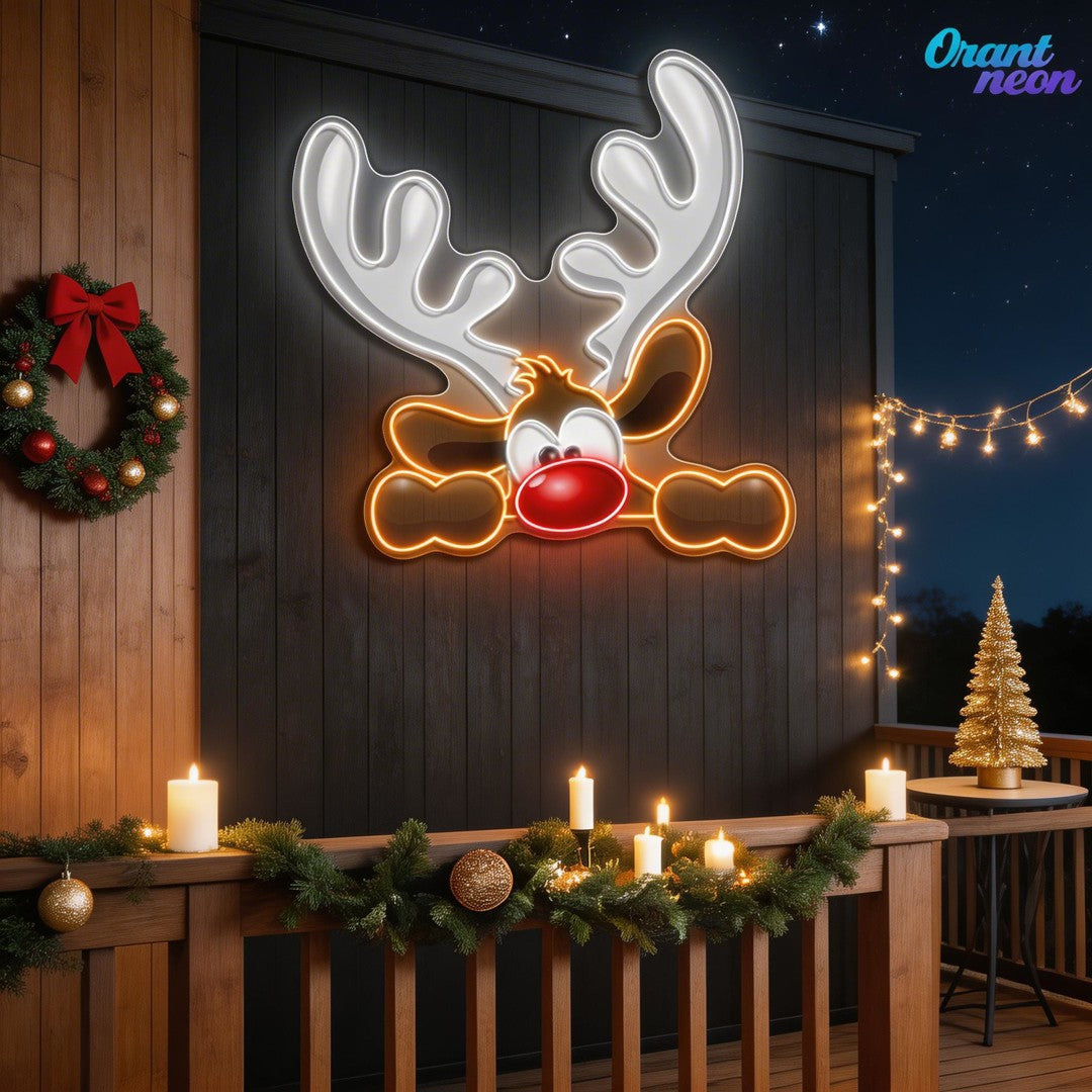 Dashing Through the Snow: Adorable Reindeer Neon Sign Light Artwork