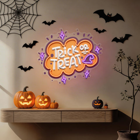 Trick Or Treat Halloween Theme LED Neon Sign Light Pop Art