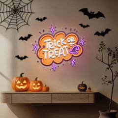 Trick Or Treat Halloween Theme LED Neon Sign Light Pop Art