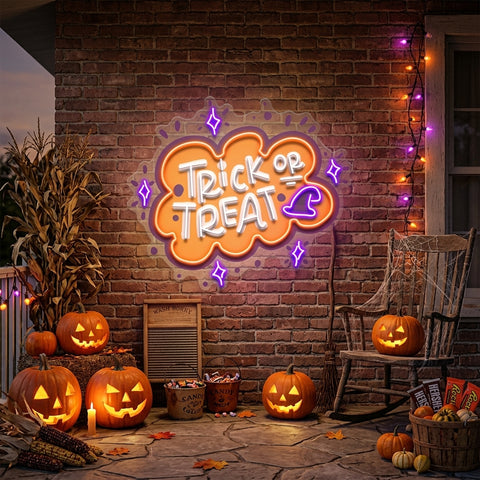 Trick Or Treat Halloween Theme LED Neon Sign Light Pop Art