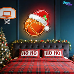 Festive Hoops: Basketball with a Twist Neon Sign Light Artwork