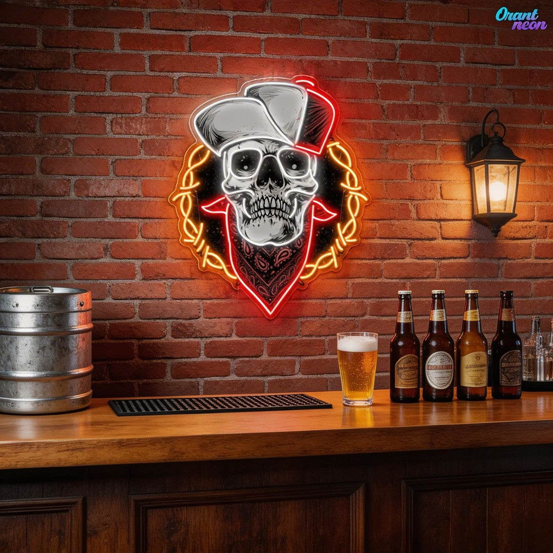 Head of the Dead: Neon Skull with Hat Neon Sign Light Artwork
