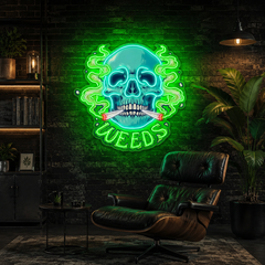Skull & Smoke: A Blazing Vision Neon Sign Light Artwork