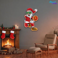 Basketball Bliss with Santa Claus Neon Sign Light Artwork