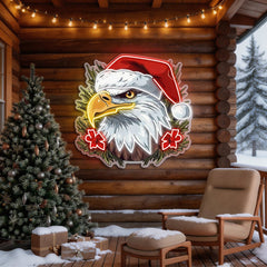 Patriotic Cheer: Christmas Eagle Neon Sign Light Artwork