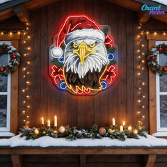 Pines & Pride: Christmas Eagle Neon Sign Light Artwork