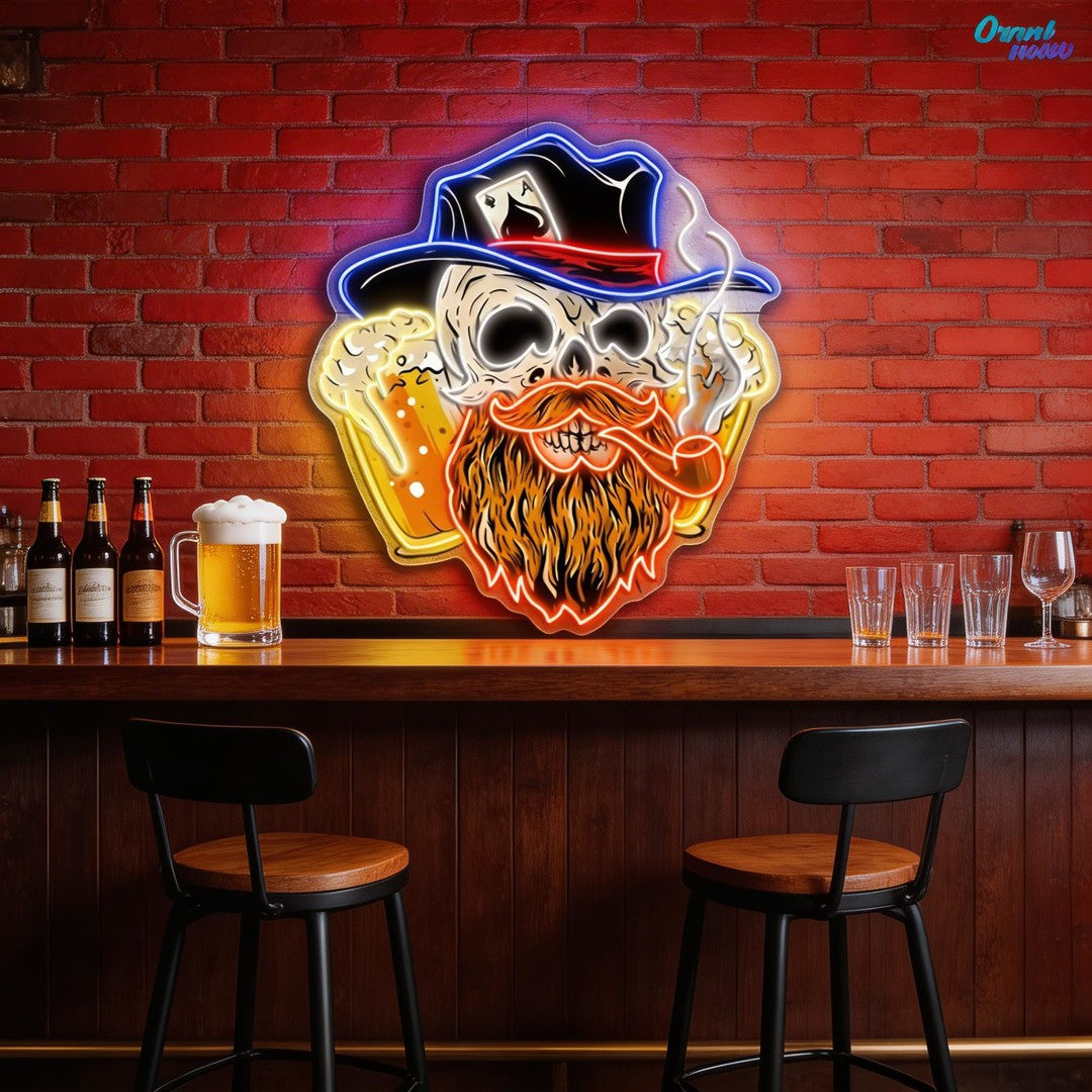 Lucky Death: Beer, Cards, & Chaos Neon Sign Light Artwork