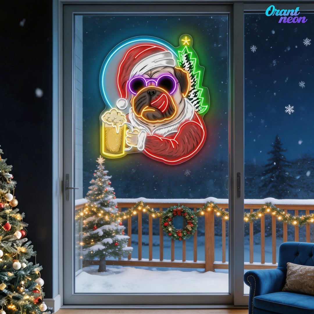 Santa Pug’s Brew Neon Sign Light Artwork