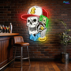 Skull & Dollar Dreams Neon Sign Light Artwork