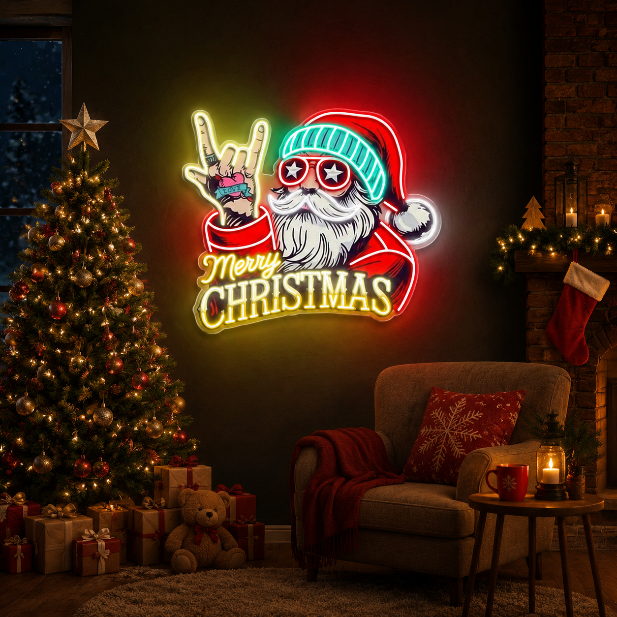 Santa Says YOLO: Christmas Glow Neon Sign Light Artwork