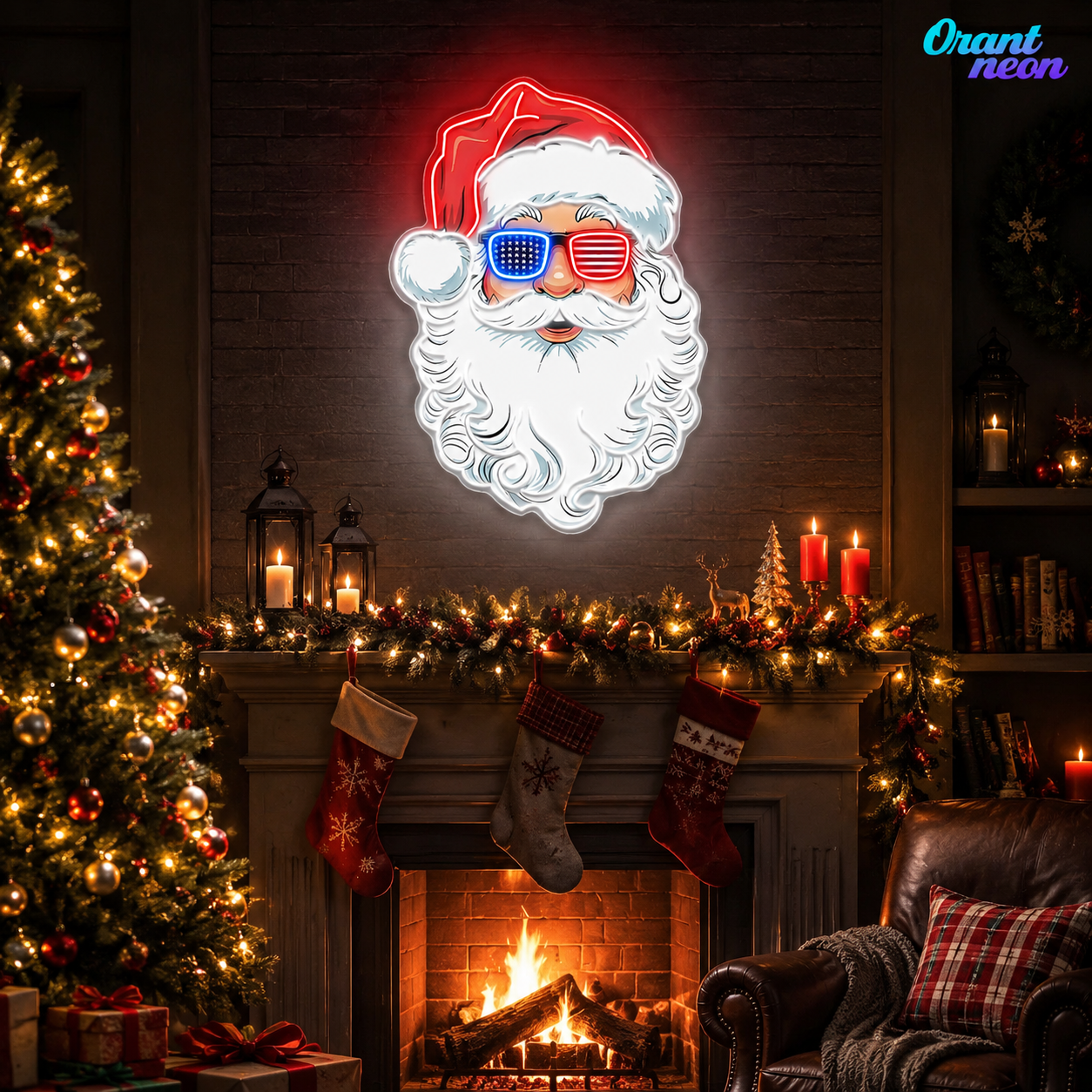 Santa's American Spirit Neon Sign Light Artwork