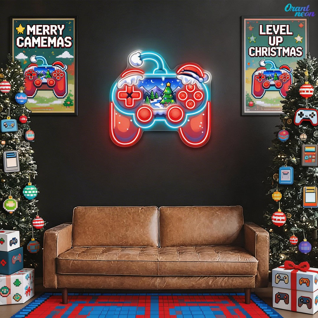 Santa's Game On for the Holidays Neon Sign Light Artwork